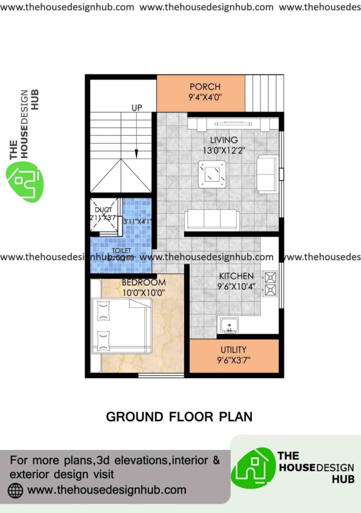 23 X 34 Ft 1 Bhk House Plan North Facing In 600 Sq Ft | The House Design Hub