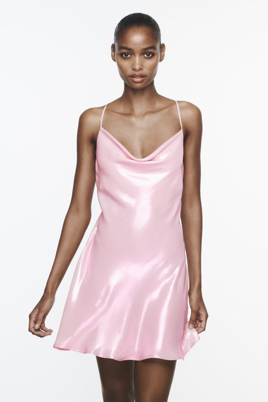 Metallic Slip Dress - Pink | Zara United States