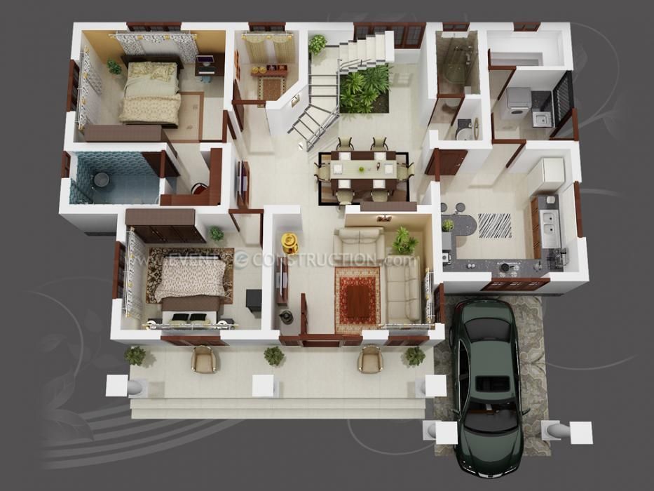 3D Floor Plan Design | Affordable House Plans, Bungalow House Design, Model House  Plan