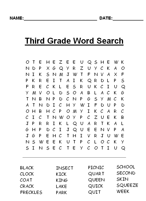 Printable Word Search Puzzles | 3Rd Grade Words, 3Rd Grade Spelling Words, Third  Grade Spelling Words