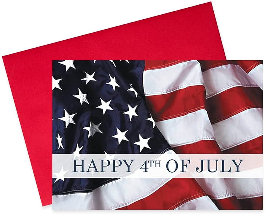 Amazon.Com : Ceo Cards - July 4Th Greeting Cards (American Flag), 5X7  Inches, 25 Cards & 26 Red Envelopes (Jf1504) : Office Products