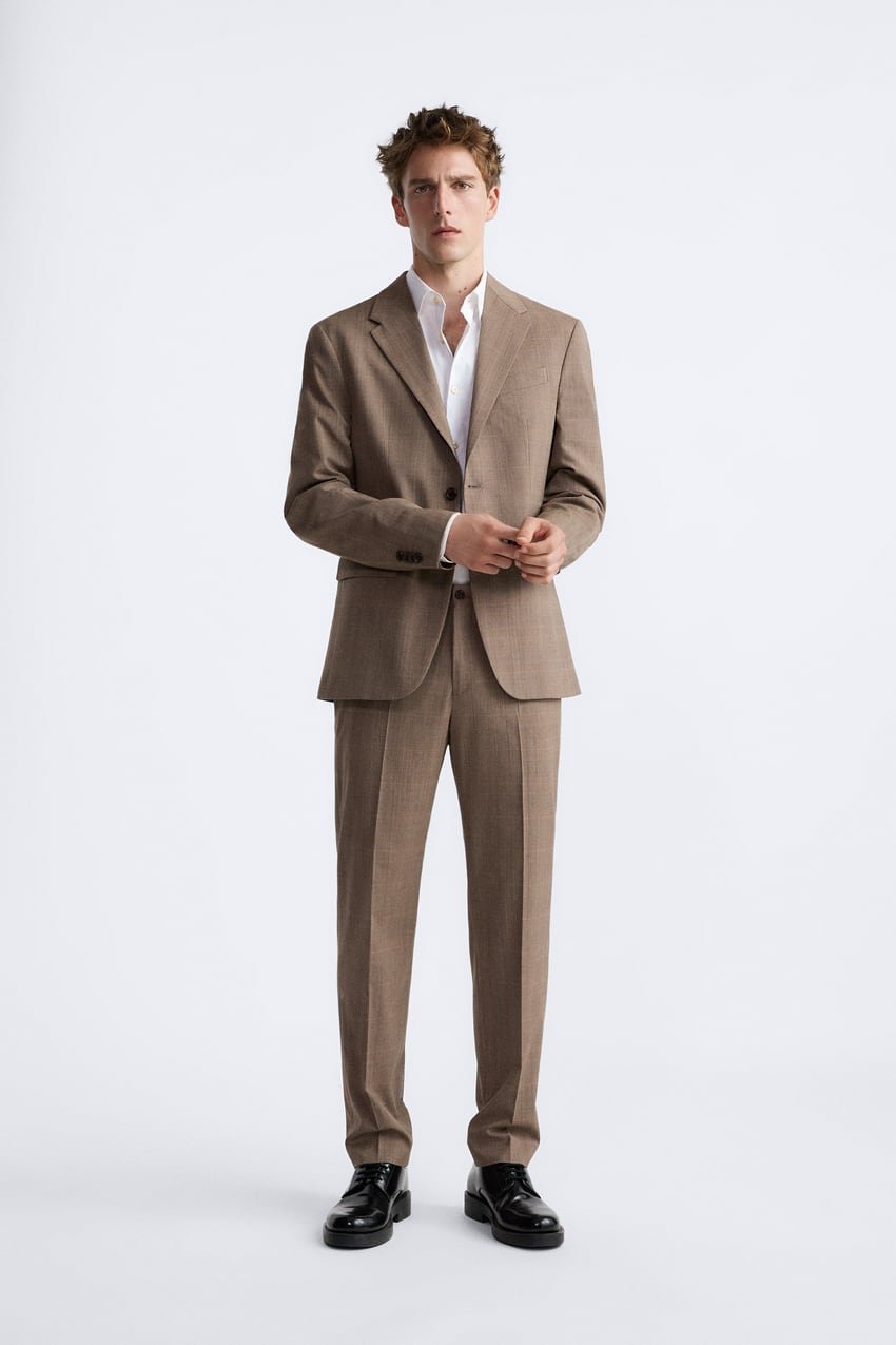 Plaid Suit Pants - Taupe Brown | Zara United States