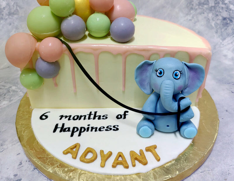 Half Birthday With Elephant Cake | Half Birthday Cake | 6 Month Birthday  Cake – Liliyum Patisserie & Cafe