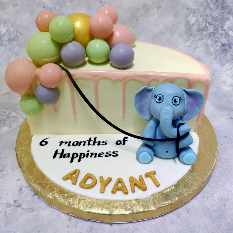 Half Birthday With Elephant Cake | Half Birthday Cake | 6 Month Birthday  Cake – Liliyum Patisserie & Cafe