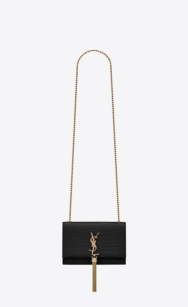 Kate Small Chain Bag With Tassel In Crocodile-Embossed Shiny Leather | Saint  Laurent | Ysl.Com