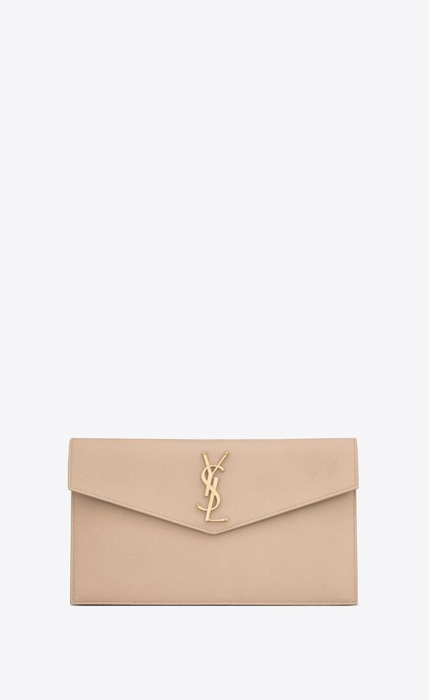 Uptown Medium Ysl Monogram Grain De Poudre Clutch Bag