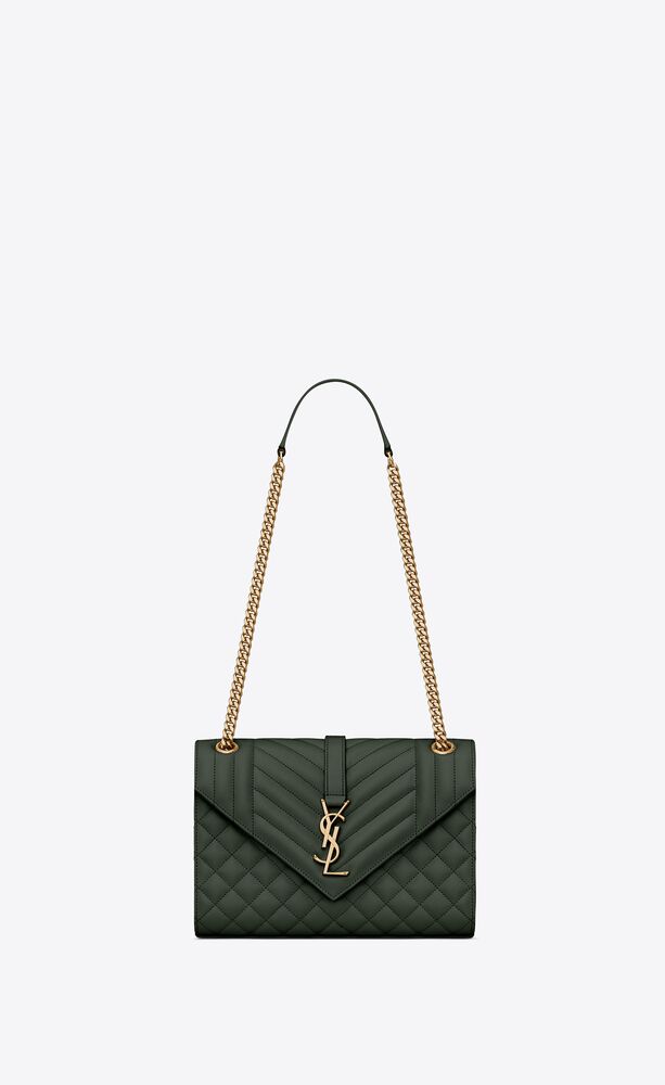 Medium Envelope In Quilted Grain De Poudre Embossed Leather | Saint Laurent  | Ysl.Com