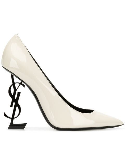 Saint Laurent White & Black Patent Opyum Heels | Modesens | Ysl Shoes, Ysl  Heels, Heels