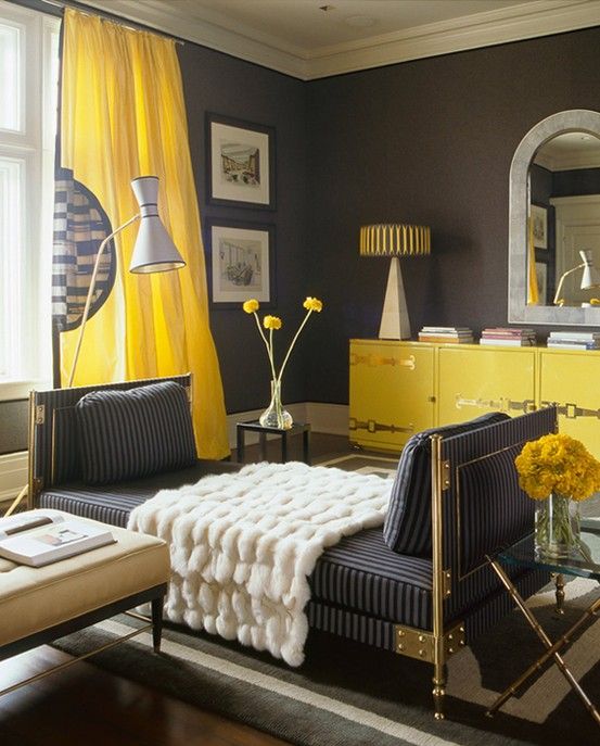 Hot Color Combo: Yellow & Gray | Yellow Gray Room, Living Room Grey, Yellow  Room