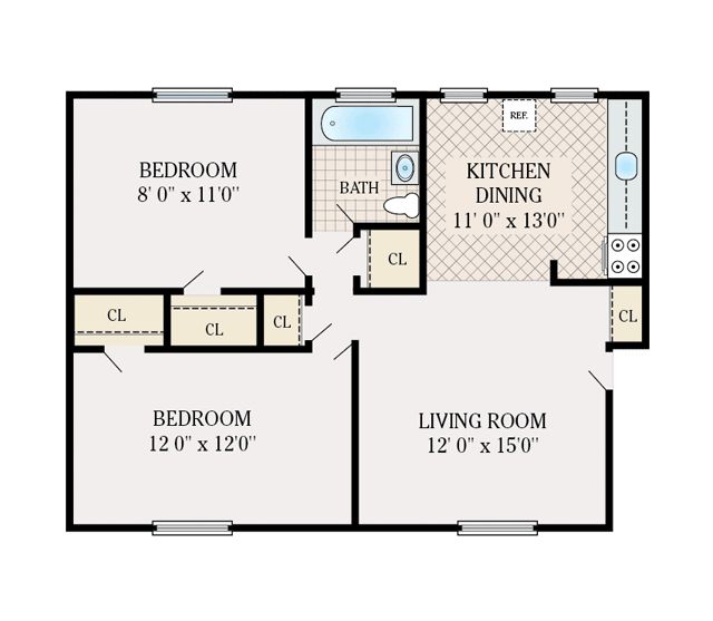 2 Bedroom 1 Bathroom. 700 Sq. Ft. | Small House Floor Plans, Guest House  Plans, Cabin Floor Plans
