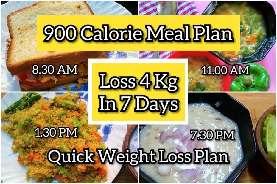 How To Lose Weight Fast 4Kg In 7 Days | 900 Calorie Diet Plan | Quick &  Healthy Weight Loss Diet - Youtube