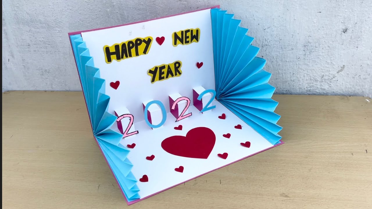 Happy New Year Card 2022 | Hand Made Card For New Year | Easy New Year Card  - Youtube