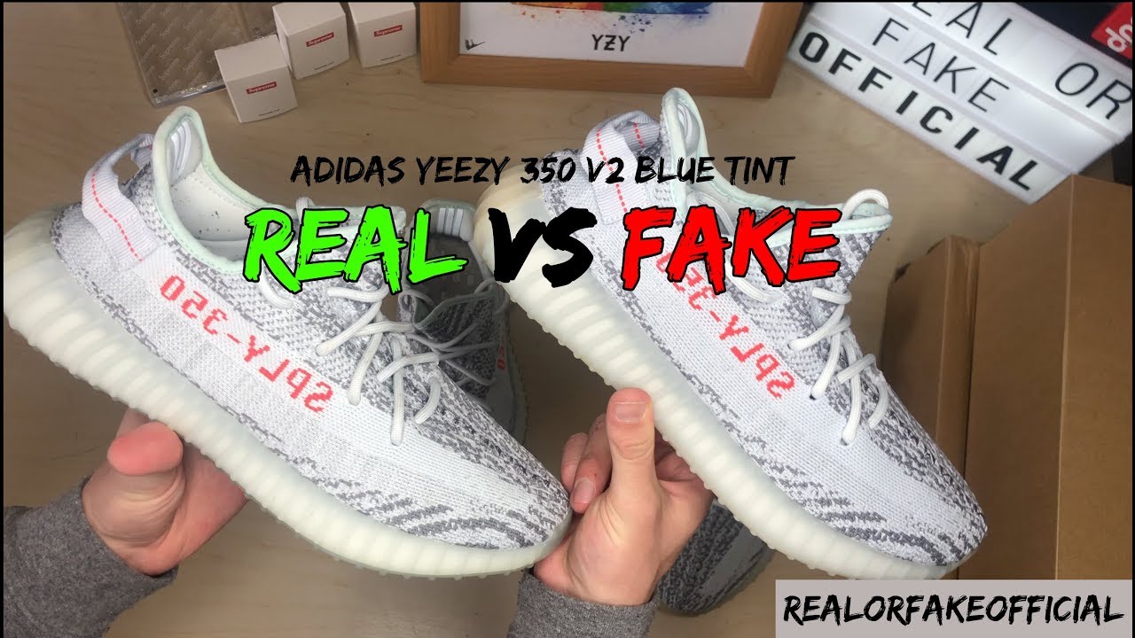 Adidas Yeezy 350 Boost V2 Blue Tint Comparison Real Vs Fake - Youtube