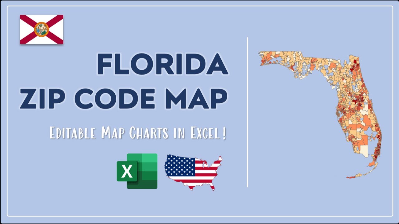 Florida Zip Code Map In Excel - Zip Codes List And Population Map - Youtube