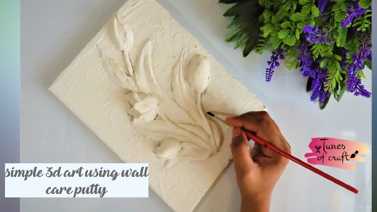 Simple 3D Art On Canvas Using Wall Care Putty | Home Decor - Youtube