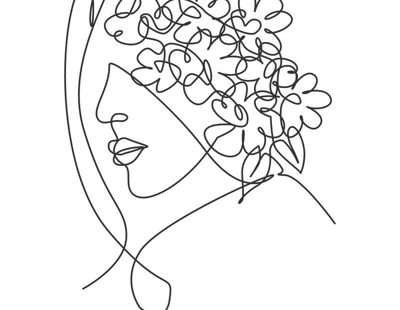 One Single Line Drawing Abstract Face Royalty Free Vector