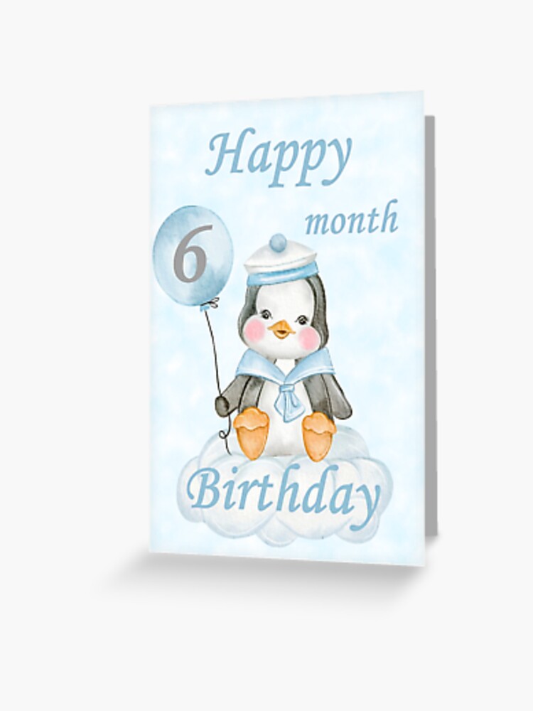 Happy 6 Month Birthday Baby Boy Penguin