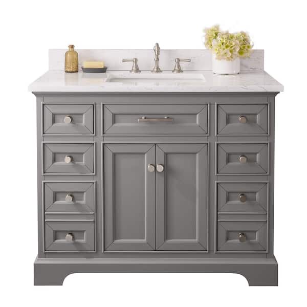 Sudio Thompson 42 In. W X 22 In. D Bath Vanity In Gray With Engineered  Stone Vanity Top In Carrara White With White Basin Thompson-42G - The Home  Depot