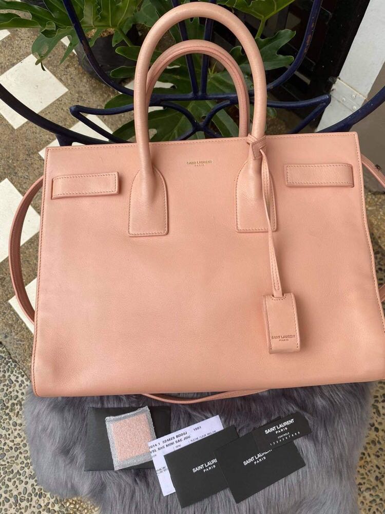 Yves Saint Laurent Small Sac De Jour Tote Bag In Peach Pink, Luxury, Bags &  Wallets On Carousell