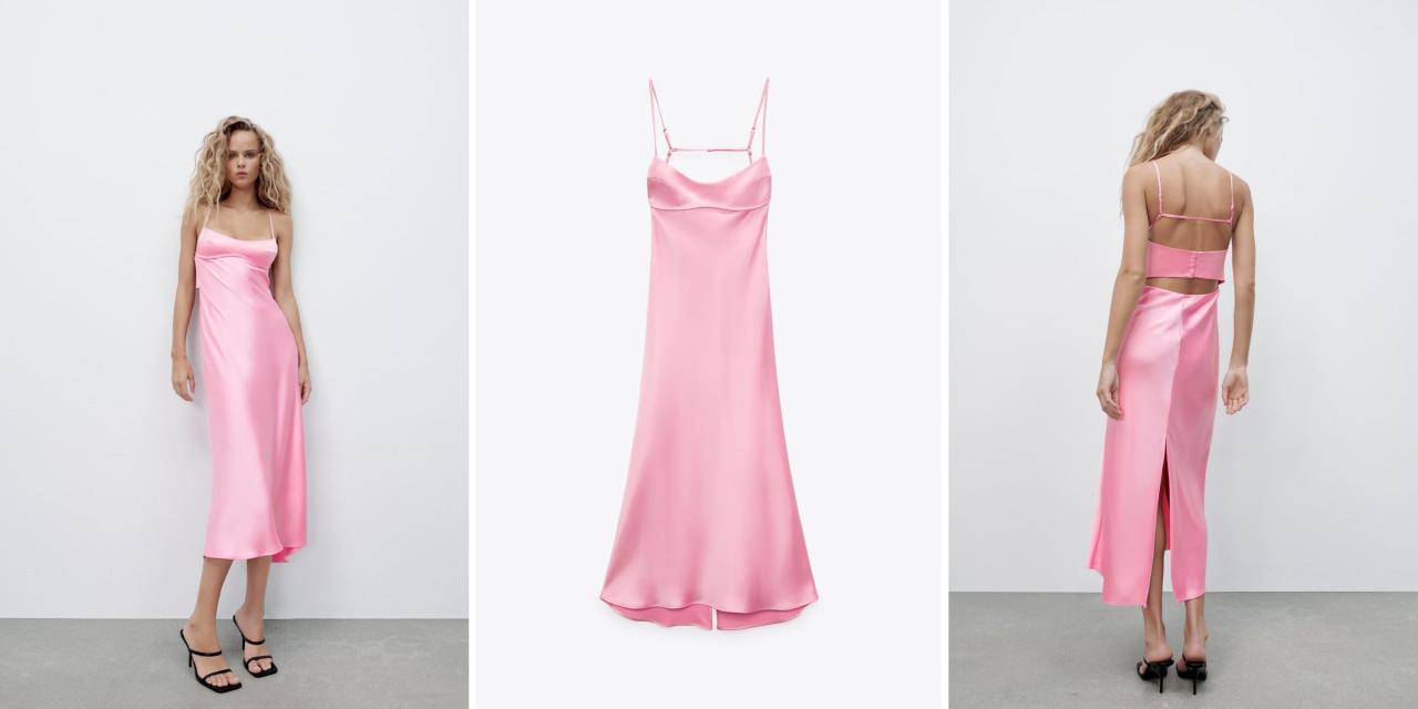 A  Pink Zara Satin Slip Dress Is Taking Over Tiktok