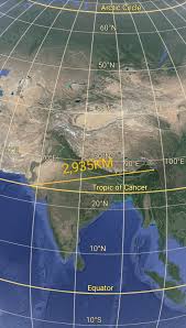 The Easternmost Longitude Of India Is ______.97 25' E77 6' E82 32' E68 7' E