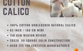 100% Cotton Natural Calico Unbleached Craft Fabric - Medium Weight - 160Cm  Extra Wide (2 Metre) : Amazon.Co.Uk: Home & Kitchen